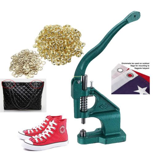 Manual Hand Press Grommet Eyelet Machine with 900 Grommets &amp; 3 Dies Starter Kit