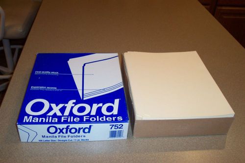 OXFORD 752 Manilla Straight Cut File Folders - Letter Sized 100 Count - Box #2