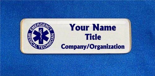 Emergency Medical Technician EMT Custom Personalized Name Tag Badge ID Blue