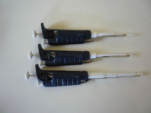 Gilson rainin adjustable pipetmen set of three: p-1000, p-200 &amp; p-20 for sale
