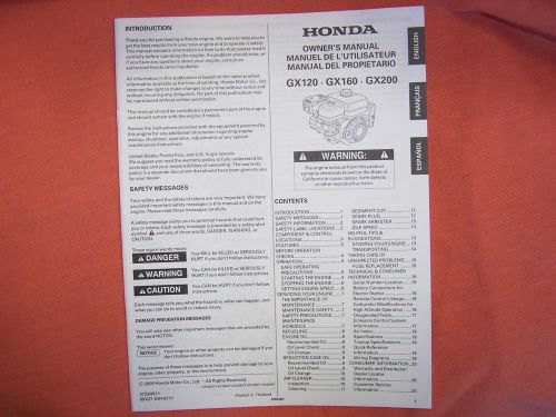Owner&#039;s manual Honda GX120 Gx160 Gx200