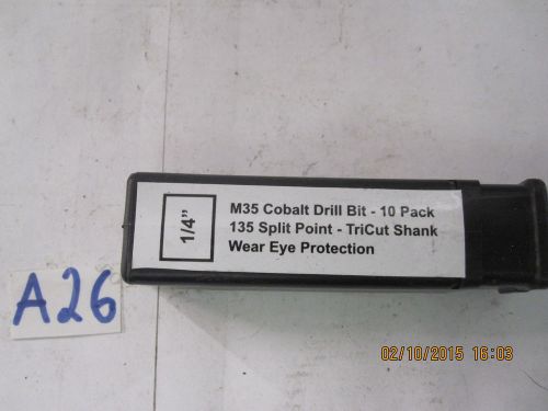 1/4&#034; Cobalt Drill Bit - M35 High Speed Steel - 135 Split Point Tip - 10 pk