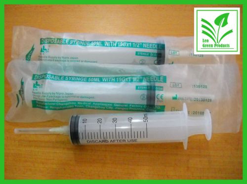 3 X 50ml Disposable Plastic Sterile Syringes With Needle - Brand New
