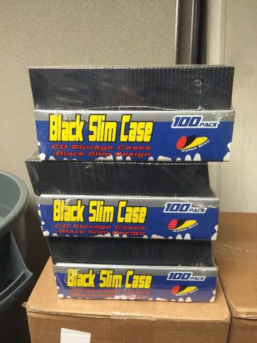 NEW Black Slim Case CD Storage Cases, THREE 100 packs (300 total)