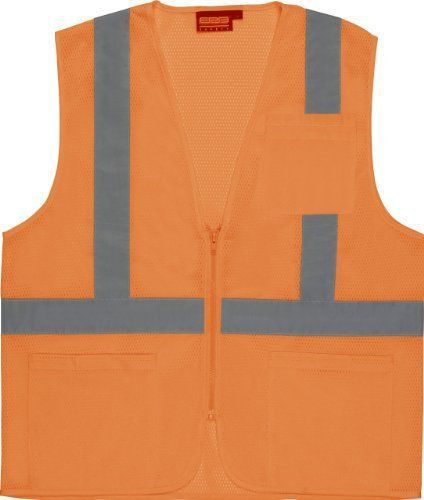 ERB 61660 S363P Class 2 Economy Mesh Safety Vest with Pockets  Orange  X-Large
