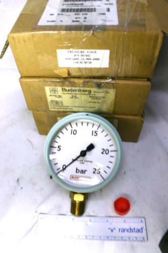 Budenberg 0-25 bars pressure indicators 100mm w/beryllium copper tube new in box for sale