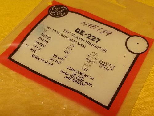 GE-227 PNP Silicon Transistor 50 Mhz High Voltage Amp Driver