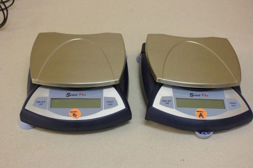 Two Ohaus Scout Pro SP601 Portable Balances, 600g / 0.1 g PARTS/REPAIR
