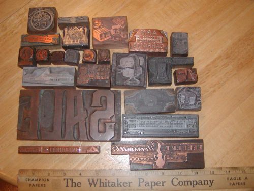 Lot of 24 vintage and antique printers blocks for sale