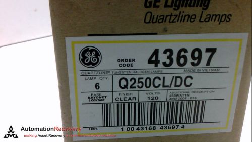 GENERAL ELECTRIC Q250CL/DC -QTY OF 6- LAMP 120V 250W HALOGEN, NEW
