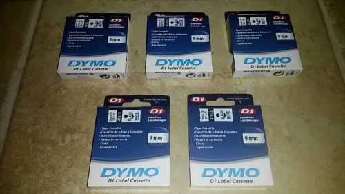 5 NEW Genuine DYMO #41913 Black on White 9mm D1 Label Cassettes FREE SHIPPING