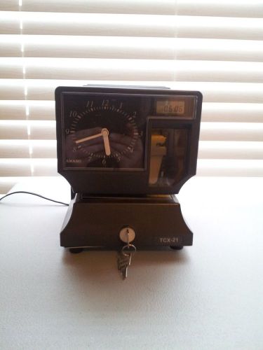 AMANO TCX-21 Electronic Time Clock With Keys &amp; AC Adapter