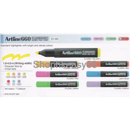 12x artline 660 ek-660 1~4mm chisel nib highlighters pen choose color free ship for sale