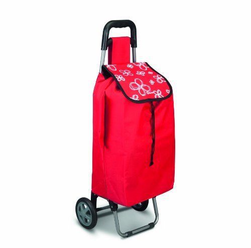 Wire world daphne red folding rolling wheeled trolley shopping cart bag for sale