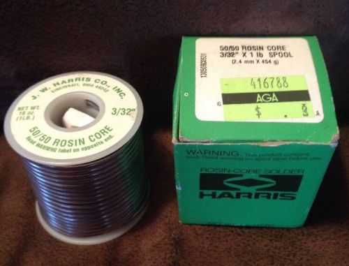 Vintage ~ Harris Solder ~ Rosin Core 50/50 3/32&#034; Net Wt. 1 Pound Boxed Made/USA