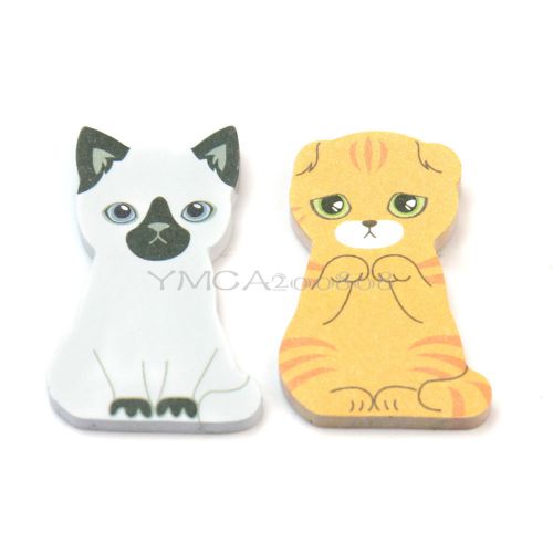 2 Pcs Cat Kitten Pattern Note Bookmarker Notes Memo Paper Pad For Home Office