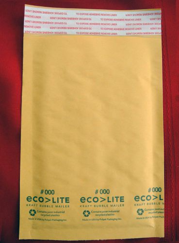 15 - #000 4x8 kraft bubble mailers envelopes 4&#034; x 8&#034; eco lite - made in usa! for sale
