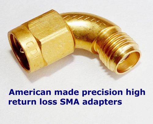 18 GHz SMA curved right angle 90 degree adapters.