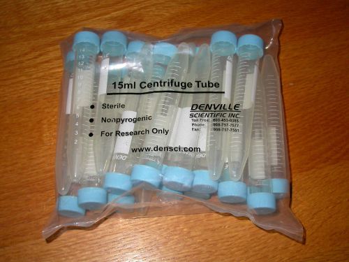 Denville Polypropylene 15mL Sterile Conical Centrifuge Tubes 25/Bag with cap