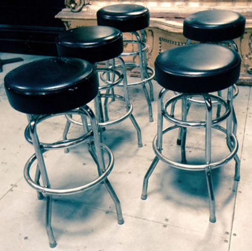 Winco Chrome Base with Black Padded Cushion BC-1K Bar Stools