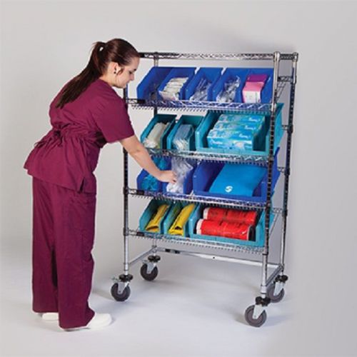 Health care logistics slanted-shelf wire rack, chrome - 1 each for sale