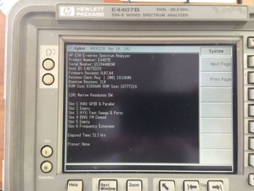 HP Agilent E4407B with Options A4H/1DR/AYX/BAA with fresh calibration COC