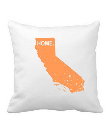 California Home State Throw Pillow (Orange Distressed Print)