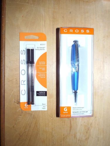 Cross edge gel ink pens blue bnib with 2 free refills for sale