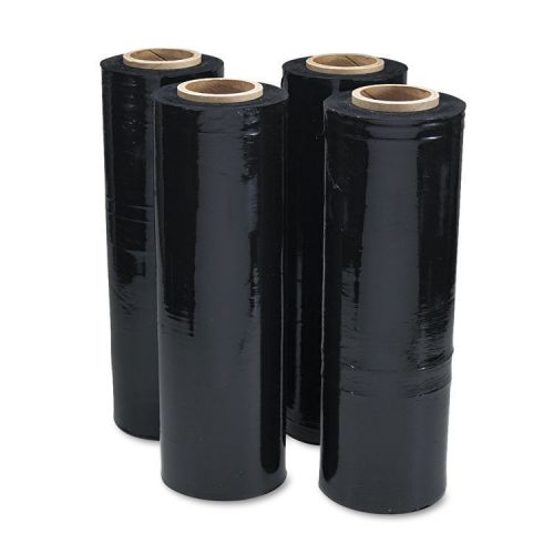 Black Stretch Film, 18w x 1, 500ft Roll, 20mic (80-Gauge), 4/Carton