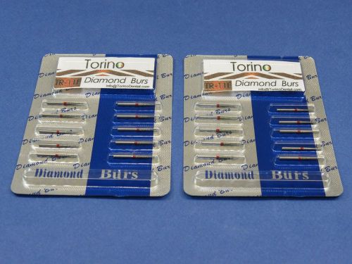 Dental Lab Diamond Burs Conical Trunk Fine TR-11F FG Kit /2 Pack 20 Pcs TORINO