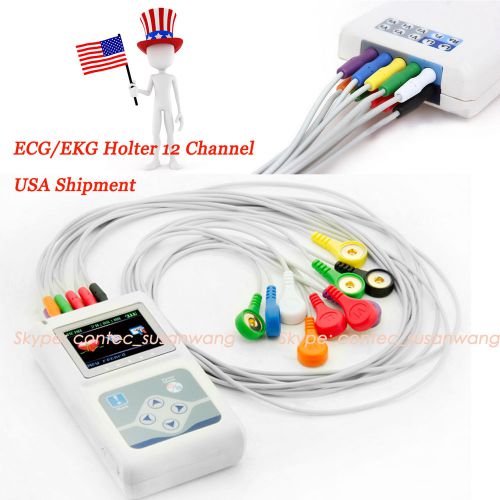 Dynamic ECG System ECG/EKG Holter 12 Channel 24h ANALYZER/RECORDER,USA Shipment
