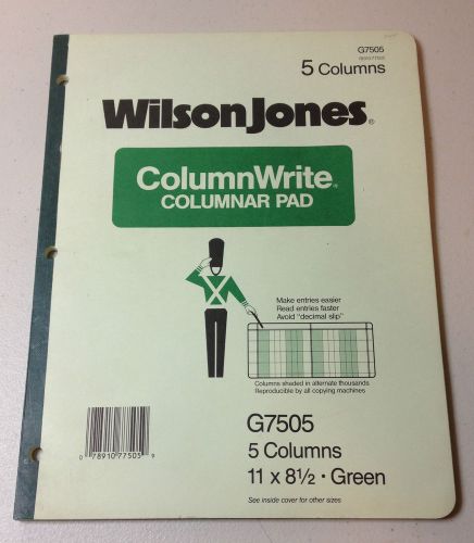 Wilson Jones G7505 Columnar Pad, 5 Columns, 50 Sheets, 11x8.5 Green