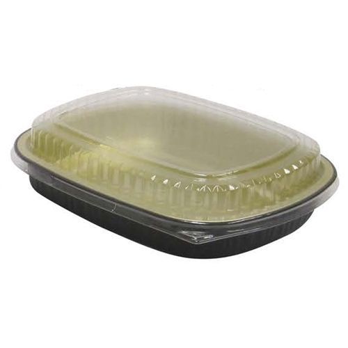 50 Count  Pactiv Large Carryout Container &amp; Dome Lid  Black &amp; Gold 6711WP