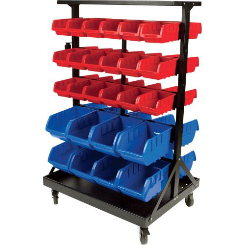 Performance tool double sided rolling storage rack -52 bins #w5183 for sale