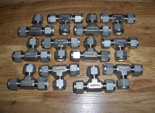 (12) NEW Swagelok Stainless Steel Union Tee Tube Fittings SS-600-3