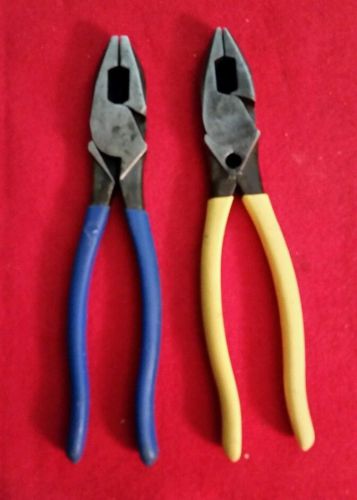 Klein Tools D2000-9NETP Linesman Pliers And Vintage Klein Yellow Handle Pliers