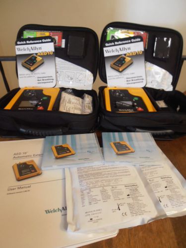 Welch allyn aed 10 defibrillator lot + 2 extra pads and batteries. no reserve for sale