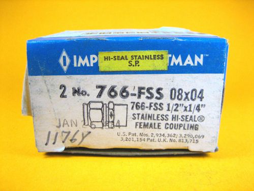Imperial Eastman - 766-FSS 08x04 - SS Hi-Seal Female Coupling 1/2&#034;x1/4&#034; Box of 2