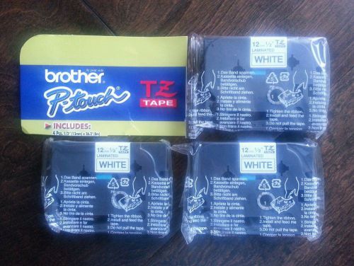 3 GENUINE BROTHER P-TOUCH TZ-231 TZ231 12mm 1/2&#034; WHITE LABEL BLACK INK TAPE