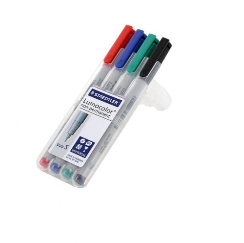Staedtler lumocolor assorted ink superfine point non permanent markers pack of 4 for sale
