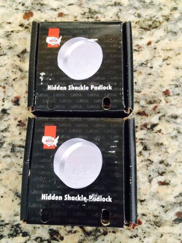 Two (2) HIDDEN SHACKLE- HOCKEY PUCK PADLOCK - NEW, KEYED ALIKE-- LSDA