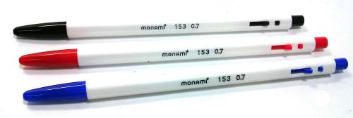 12 PCS choose One color (Black/Blue/Red) MONAMI 153 Ballpoint Pen 0.7mm CA