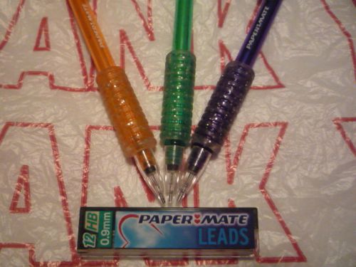 3 pc Papermate Vibz Mechanical Pencil Set * Rare Color: Purple + Bonus Lead