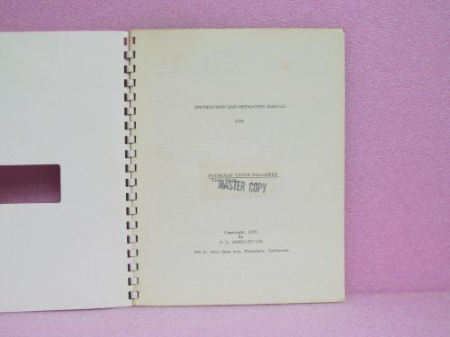 Moseley Manual Autograf Curve Follower Instruction Manual w/Schematic (1956)