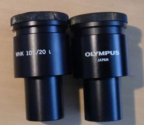 Olympus pair of eyepieces 10x/20-L one with cross hair