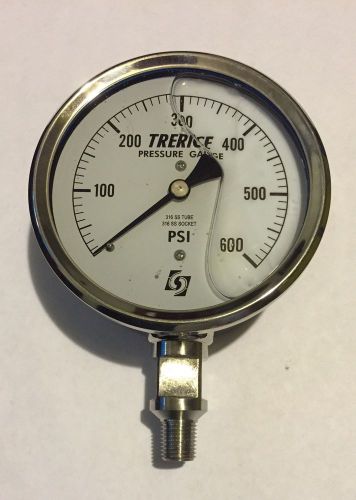 Trerice pressure gauge model d83lfss 4&#034; 600 psi for sale