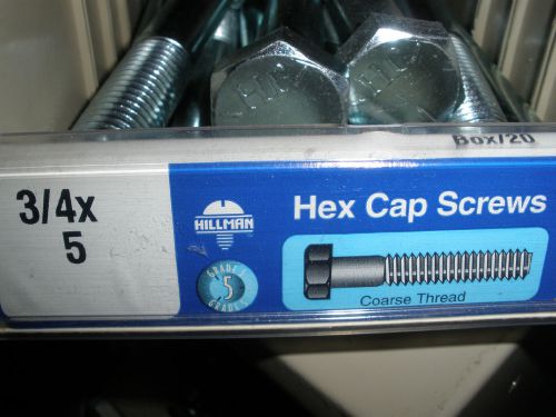 3/4-10 x 5&#034; hex head cap screw bolts zinc (5) total 3/4&#034;  grade 5 for sale