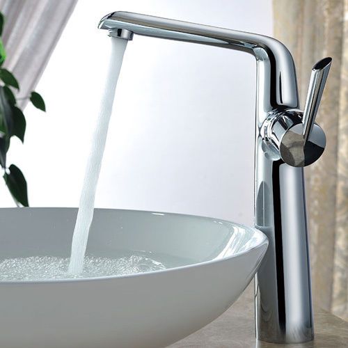 Modern Single Hole Vessel Sink Faucet in Chrome Finish Free Shipping