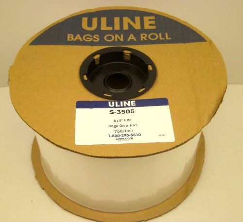 Uline s-3505 6&#034; x 8&#034; polybag 4 mil 750 bags on a roll autobag plastic new usa for sale