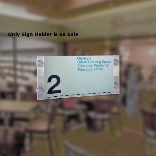 Count of 2 Clear Acrylic Window Mounting Sign Holder w/ Suction Cups 14&#034; x 8.5&#034;